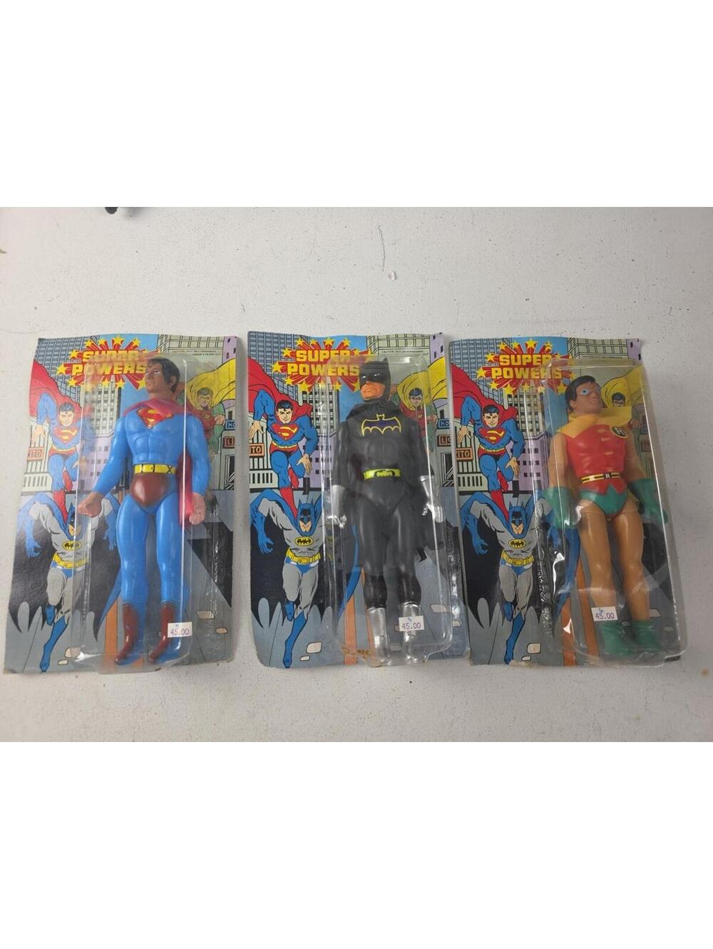 SUPER POWERS * BOOTLEG FIGURE LOT BATMAN ALL BLACK ROBIN SUPERMAN LOT CHINA 80's